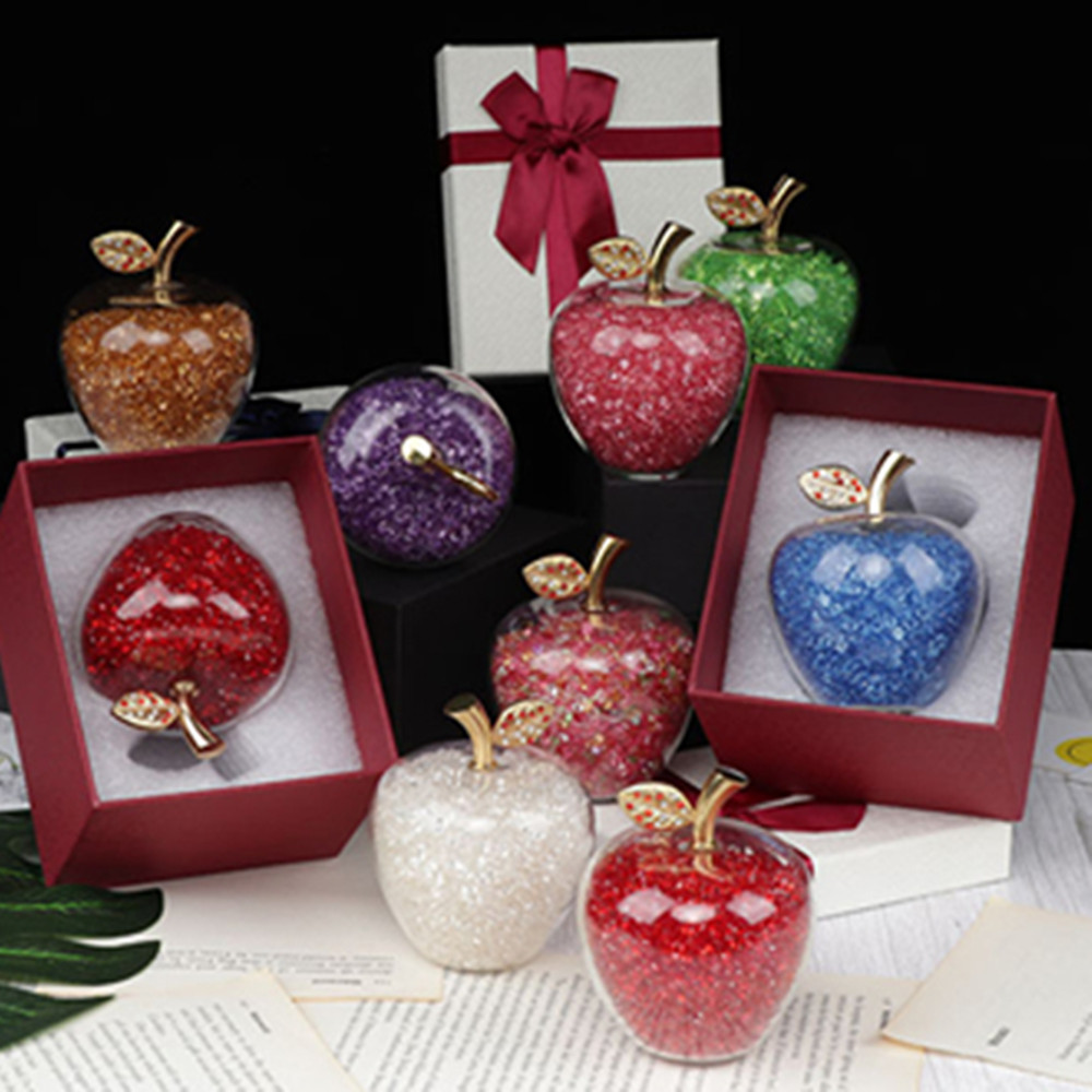 Paper Weight Crystal - Kleuren Kristal Appel Presse-Papier Met Diamant