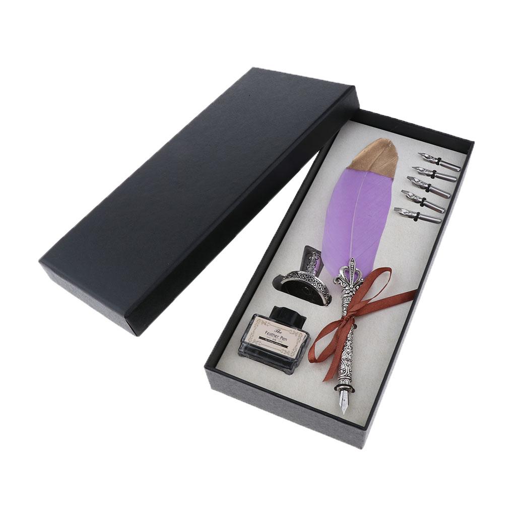 Fountain Pen Bottled Ink - Antieke vulpen met veer, kalligrafie schrijfset