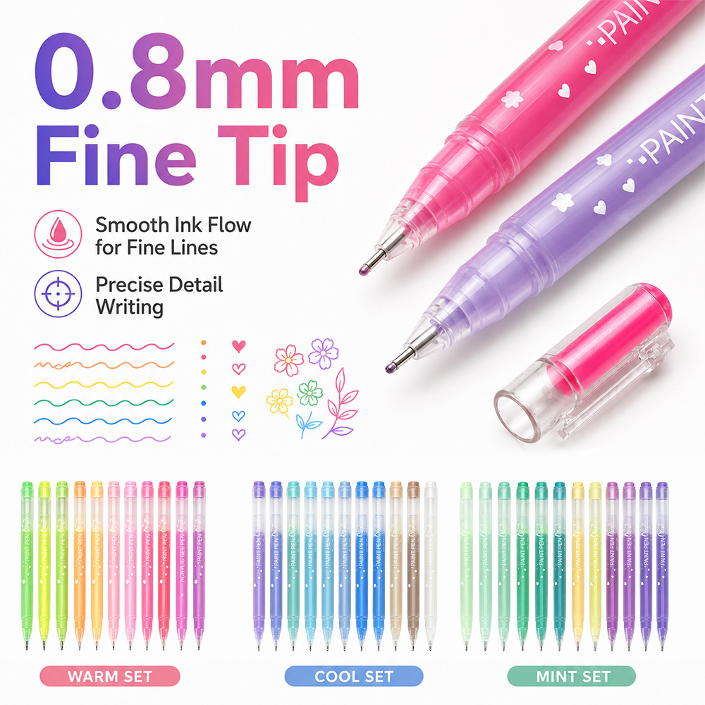 12 Kleuren Acryl Gel Pen Set 0 - Correction Pen Fine recensie en prijs
