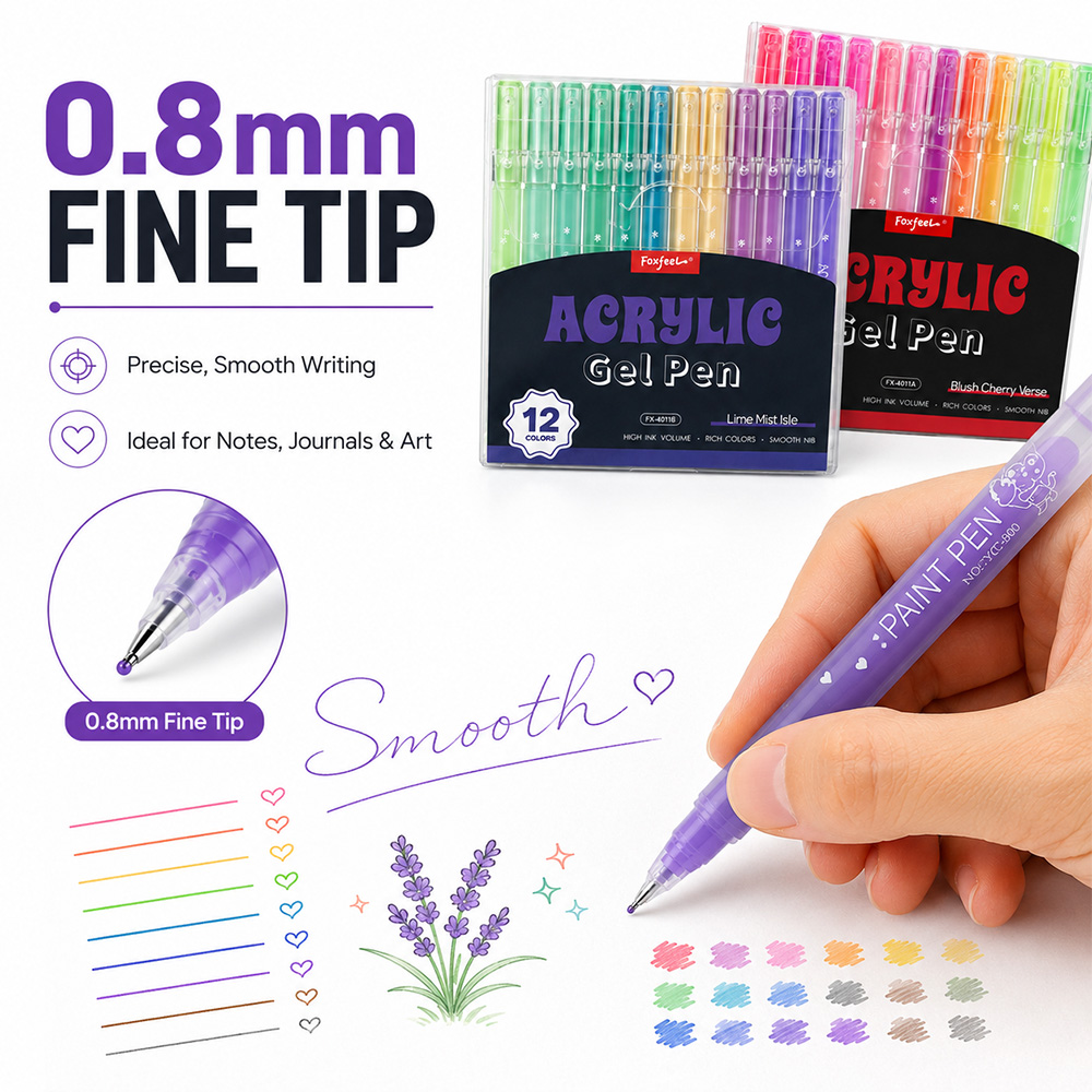 12 Kleuren Acryl Gel Pen Set 0 - Correction Pen Fine recensie en prijs